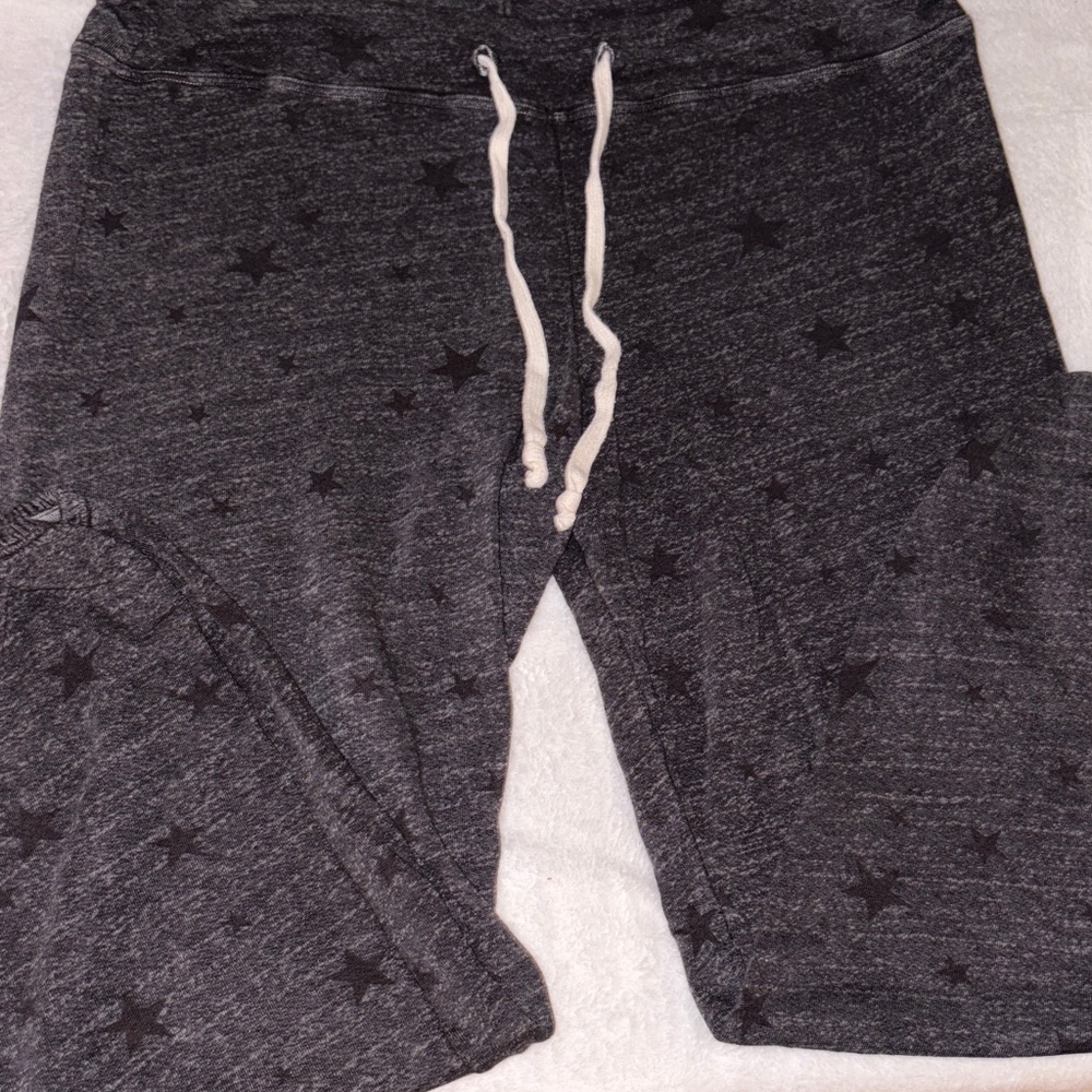 Gray Star Print Jogger Pants